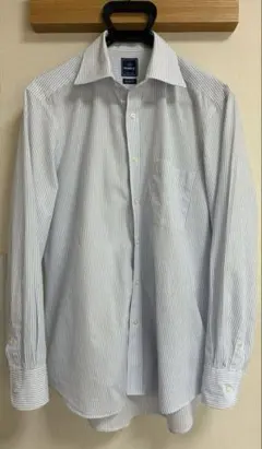 BEAMS 41／16 ドレスシャツ　ワイシャツ　長袖　白　ブルー　ストライプ