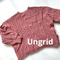 Ungrid ピンク ケーブルニット クロップドセーター