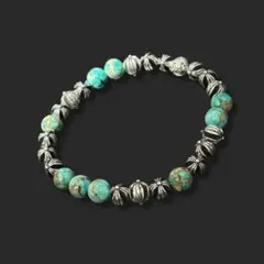 シルバー925 ターコイズ シルバークロスビーズブレスレット