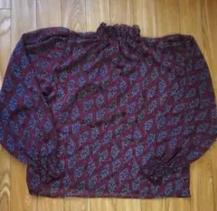 【即日発送!!】WEGO エキゾチック柄リブ袖ブラウス M レディース秋服