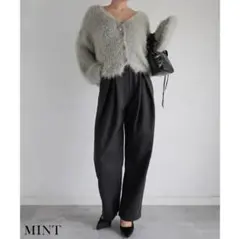 新品・未使用! シャギーニットカーディガン　ミント