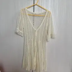 axes femme レースカーディガン 半袖 クリーム　春服　春