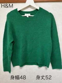 H&M グリーン 長袖ニットセーター