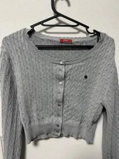 POLO ケーブルニット カーディガン グレー レディース