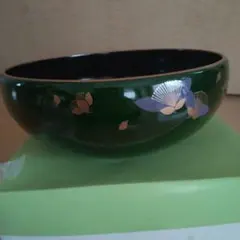 木曽 巴うるし工芸 菓子器 深緑色