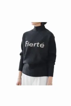 TOLNERA（トルネラ）Fiertéロゴ モックネック レタードニットブラック