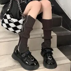 黒 レッグウォーマー アームウォーマー ルーズソックス y2k ニット