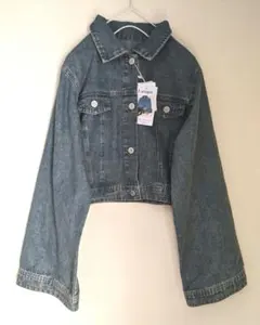 新品Lutique青ショート丈レースアップクロップドデニムブルゾンジャケット