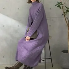 422 アーバンリサーチロッソ リブハイネックロングニットワンピース F 長袖