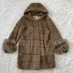 【美品】kaon VOLATA ファーコート ラビット ラクーン フード付き