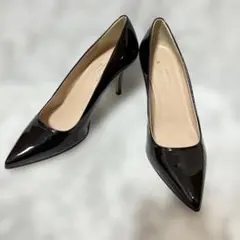 【新品】CORSO ROMA 9 エナメル ポインテッドトゥ 黒 24