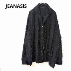 JEANASiS　ジーナシス　フリンジジャガード カイキン シャツ ブラック