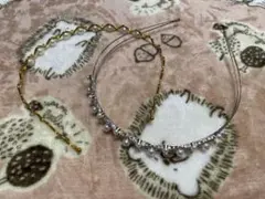 シルバー＆ゴールド パール付き カチューシャ2本セット