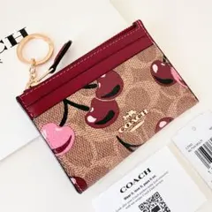COACH コーチ　コインケース 小銭入れ財布 レッド チェリー さくらんぼ柄