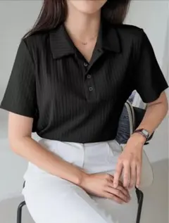 SHEIN DAZY ポロネックリブニットTシャツ