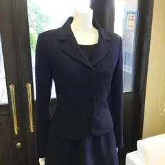 お受験面接★お母様スーツ★濃紺T/R生地★9号★定価49,680円