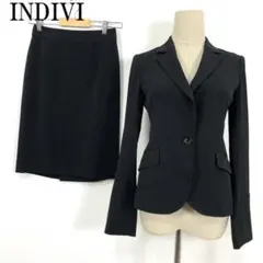 LA3980 インディヴィ ストライプ スカートセットアップ ブラック ２