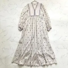 ヌキテパ 近年 菅野美穂着用 コットンガーゼフル刺繍ギャザードレス 花柄