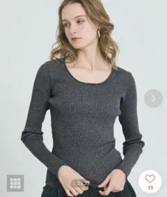 コカ coca ボートネックリブニットトップス （Black）