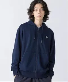 LACOSTE ネイビー フルジップパーカー US M LACOSTE ジップアップパーカー ネイビー - メルカリ