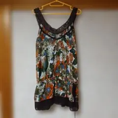 花柄ノースリーブ レース装飾 シフォン素材のサムネイル