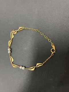 【K18】パール付き デザインブレスレット｜重量2.8g｜上品 ゴールド