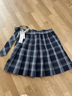 WEGO ネイビー系チェック プリーツスカート Mサイズ