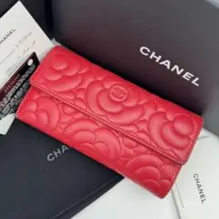 近年モデル✨シャネル 長財布 カメリア キャビアスキン 付属品完備 赤