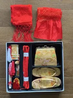 【美品】七五三 小物セット９点★７歳ハコセコ 草履 バッグ 帯揚 しごき他（正絹