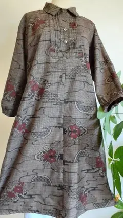 着物リメイク☆本場大島紬純泥染め☆ワンピース