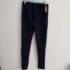 新品ネイビーあったか裏起毛マタニティパンツレギンス ウエストゴムM〜L ボトムス
