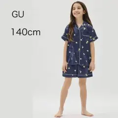 GU パジャマ 140cm ネイビー レモン柄 半袖 ショートパンツ 女の子のサムネイル