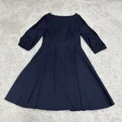 アサクラ パーティードレス ドレスワンピース ネイビー 袖レース