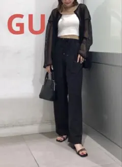 GU ドレープイージーパンツZ ブラック　S