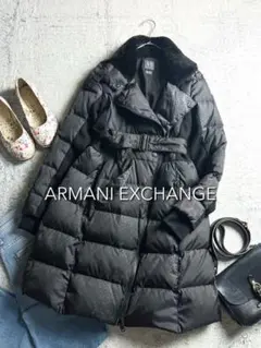 【ARMANI EXCHANGE】パイソン柄 ベルテッドロングダウンコートのサムネイル