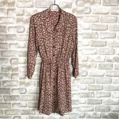 ★MELROSE 5TH.CLUB ひざ下丈ワンピース 花柄 ボルドー