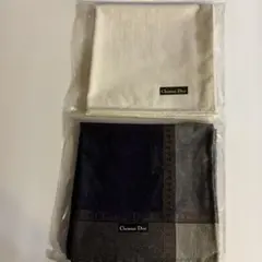 Christian Dior ハンカチ　②枚　白　ネイビー　ディオール