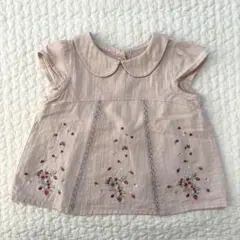 petit main ピンク 刺繍 半袖ブラウス