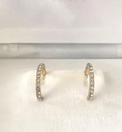 【訳あり】ジルコニア　両耳リング・フープピアス　ゴールド　オシャレ