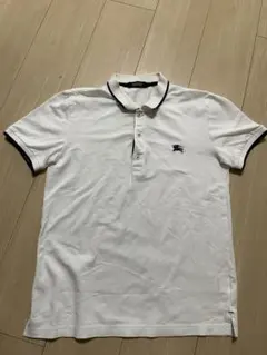 バーバリーブラックレーベル ホワイト コットン ポロシャツ