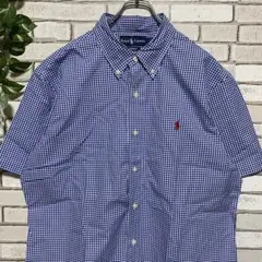 【90s】Ralph Lauren ギンガムチェックBD 半袖シャツ　XLサイズ