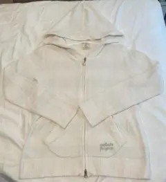 【gelato pique 】フリース フード付きパーカー ホワイト✖️ブルー