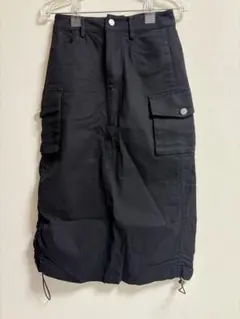 カーゴスタイル ブラック ロングスカート