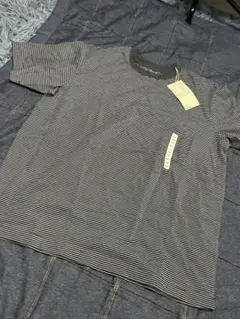 新品！無印良品クルーネック半袖Tシャツ M 黒白ストライプ