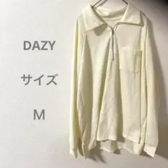 DAZY 淡い黄色の長袖ポロシャツ きれいめ カジュアル