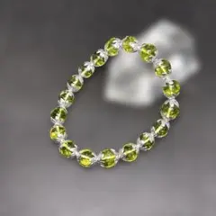 【限定】天然石パワーストーン　ペリドットブレスレット　8㎜ シルバーフラワー