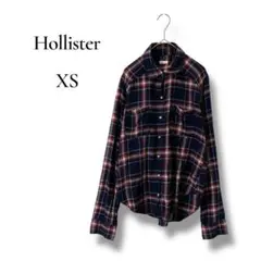 Hollister ホリスター　レディース　長袖チェックシャツ　ネイビー　XSのサムネイル