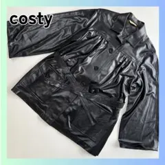 美品　コスティ　costy フェイクレザー ジャケット ベルト付き　ブラックのサムネイル