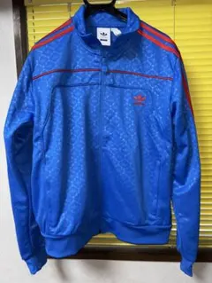 お値下げ★adidas 総柄　ジップアップジャージ トラックジャケット青