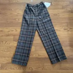 未使用タグ付き グレー系チェック ワイドパンツ